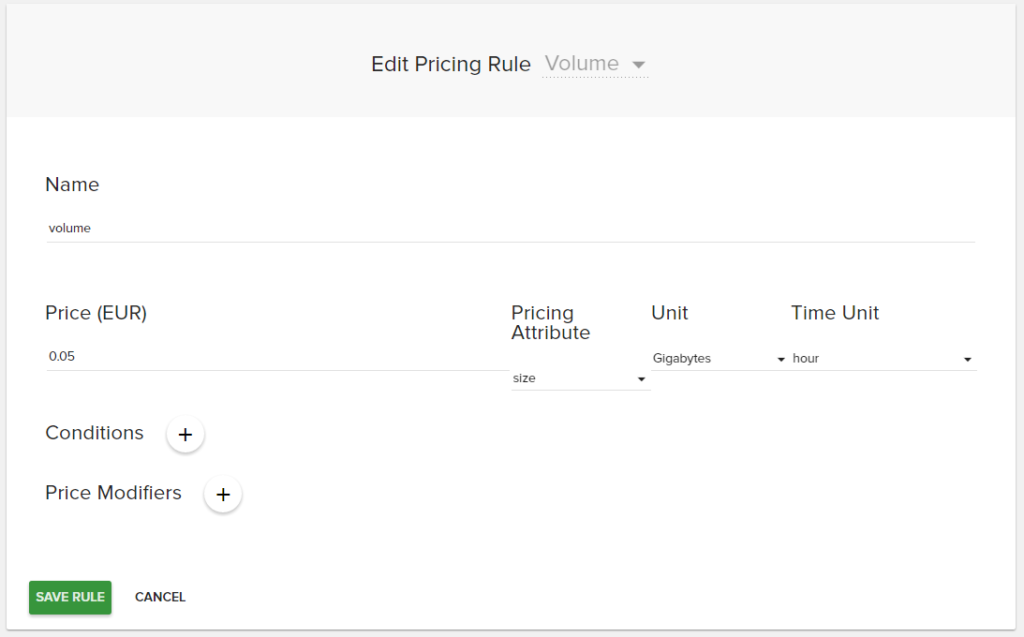 Add OpenStack volume pricing rule