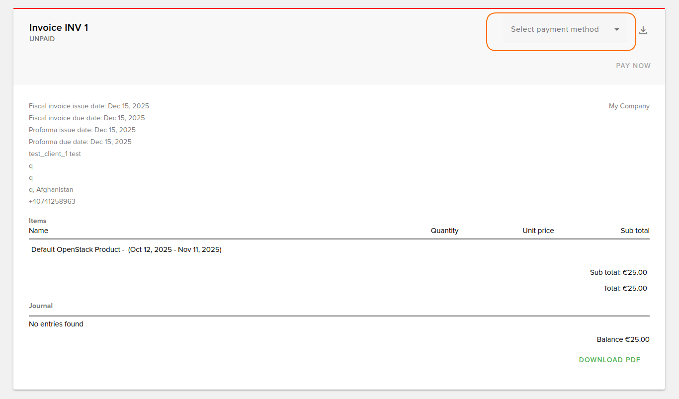End-user / Billing / Invoicing — Fleio 2026.08 documentation