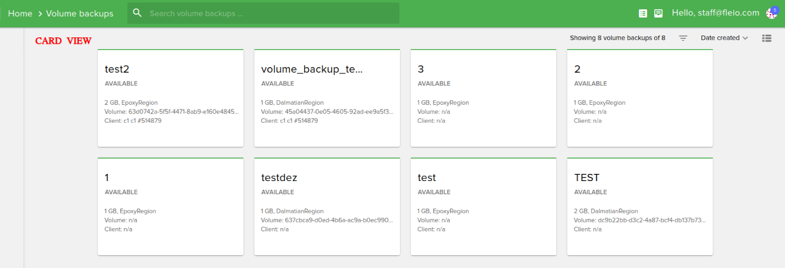 Staff / Cloud / Volume backups — Fleio 2026.04 documentation